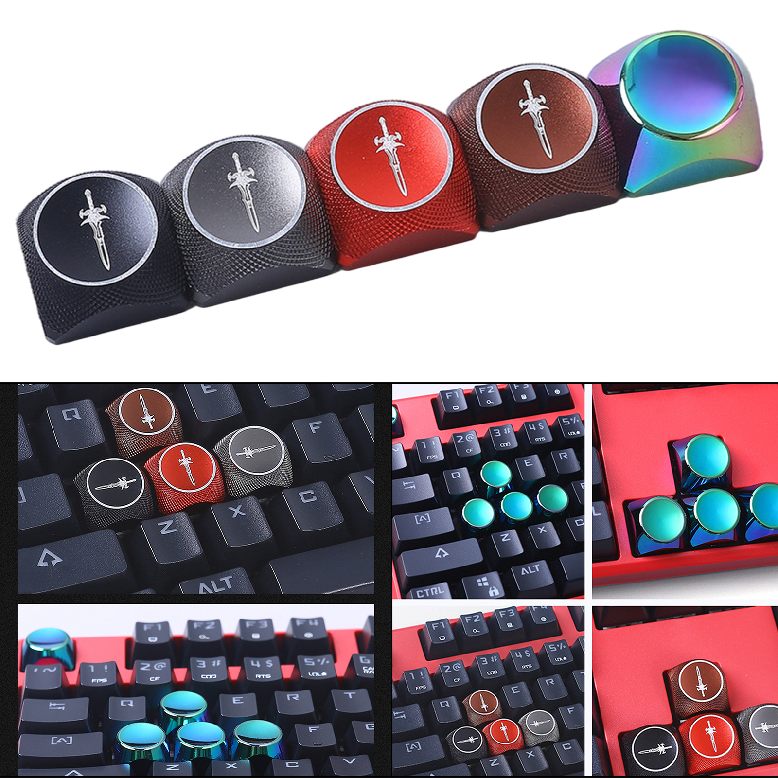 5 Keys Keycaps Set Aluminium Alloy KeyCaps ESC&Direction keycaps ESC Entre keys DIY Keyboard