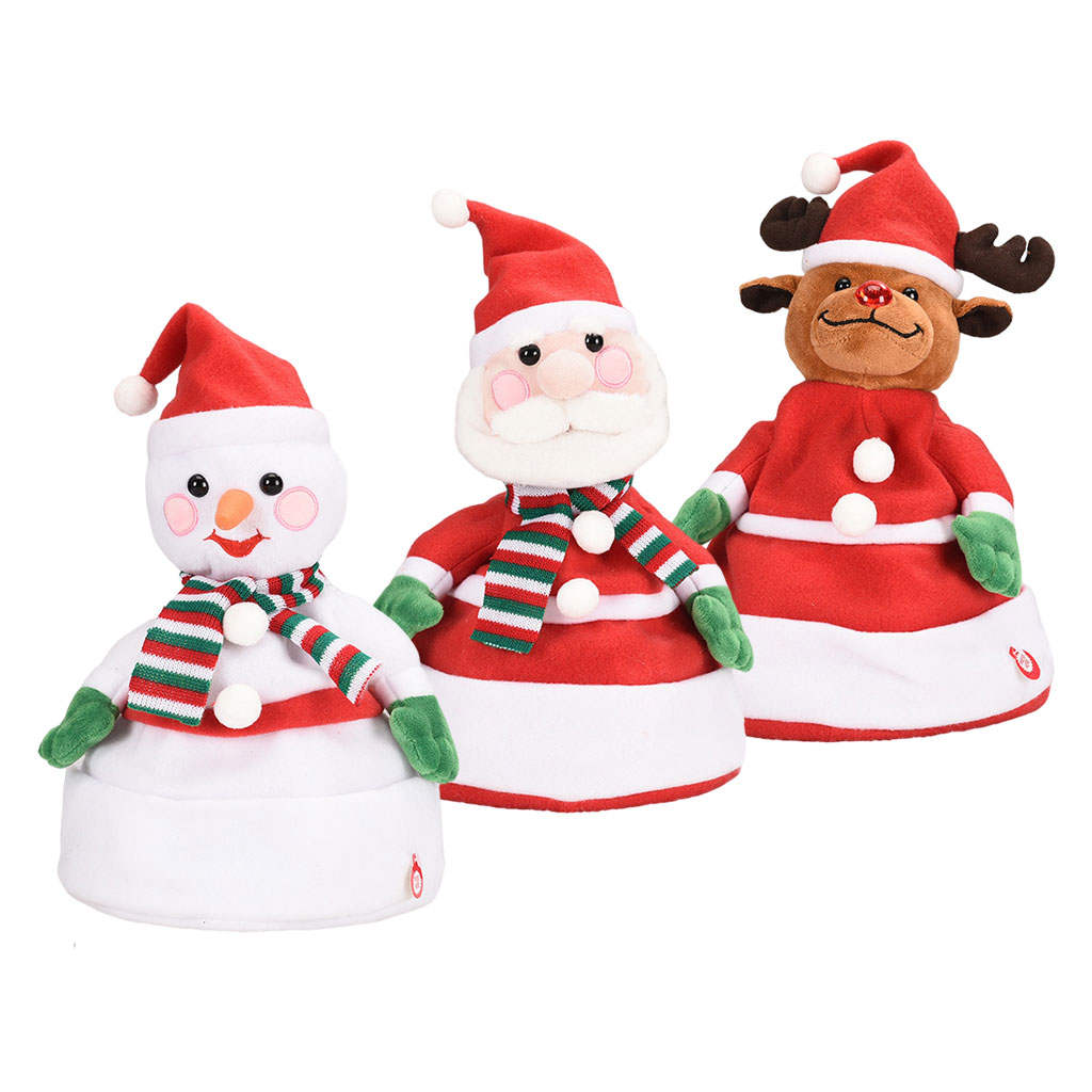 Funny Singing Dancing Hat Electric Toys Holiday Theme Hat Plush Red Music Christmas Hat for Kids Holiday Party Adults Christmas