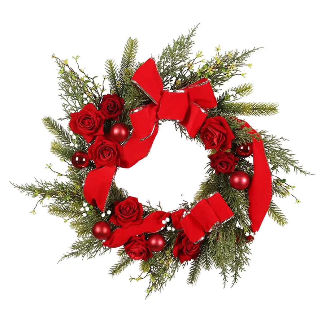 14in Christmas Wreath Holiday Wreath for Festival Decor Front Door Indoor Outdoor Ornaments