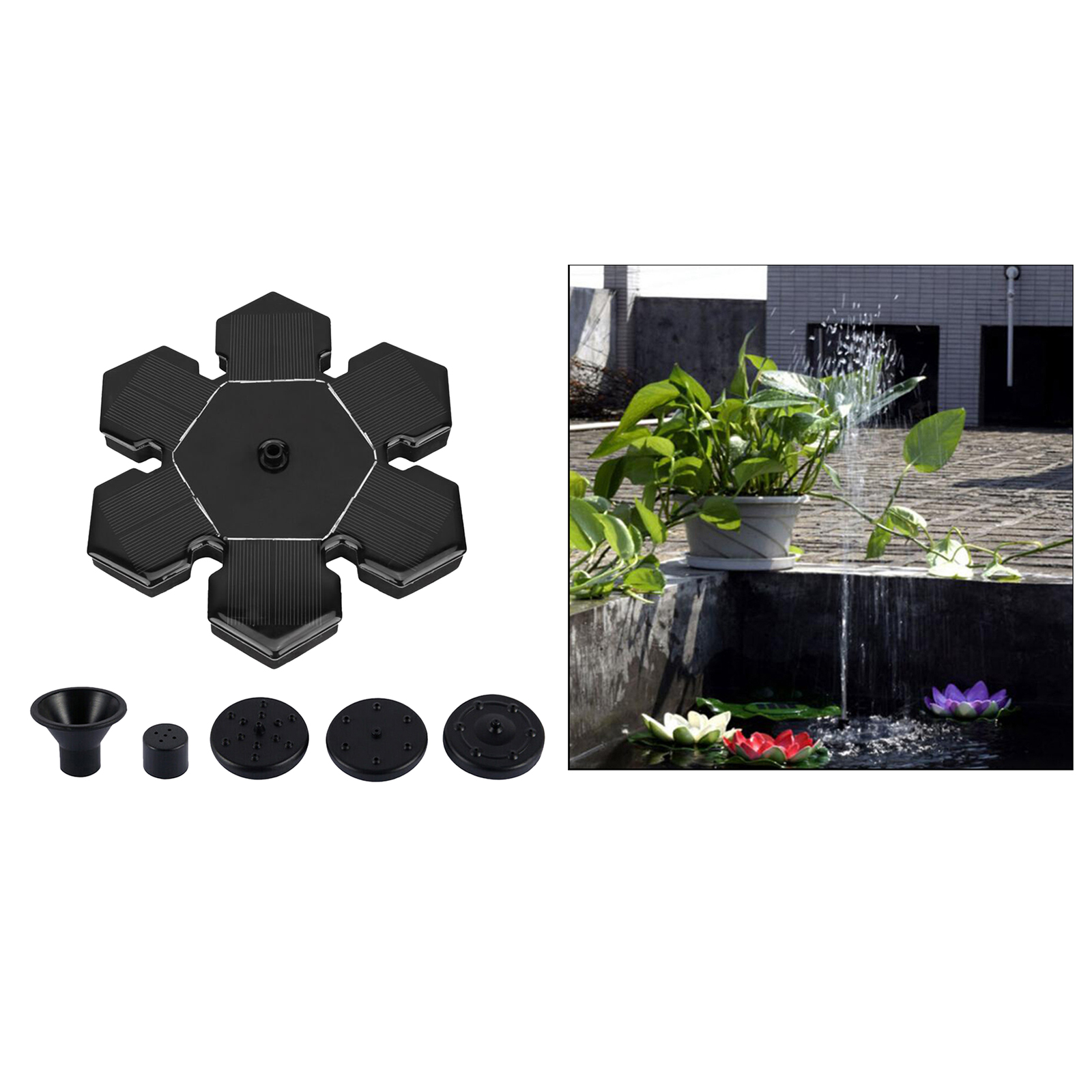 Solar Fountain, Outdoor Submersible Floating Solar Bird Bath Fountain Pump for Outdoor Small Pond, Swimming Pool Black