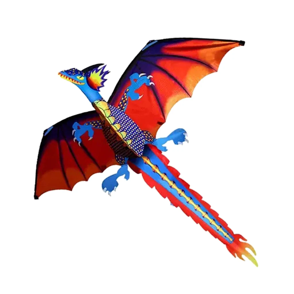 Large 3D Dragon Kite Colorful Flying Activity Game with Tail 140x120cm