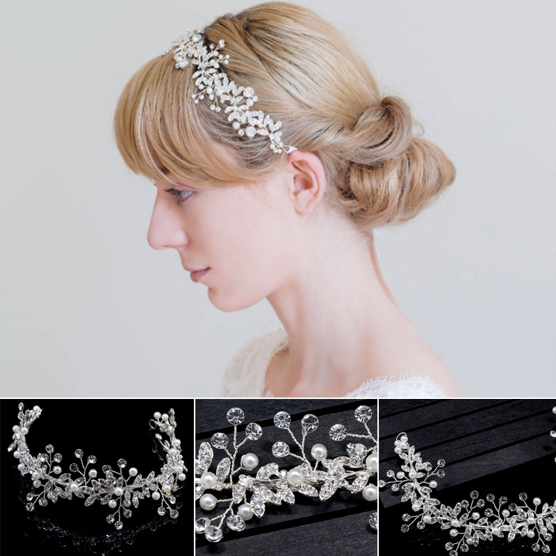 Acessórios de Cabelo Moda Nova Artesanal Cristal Strass Casamento Cabeça Banda Nupcial Headpieces Butt666 4 Moda nova artesanal cristal strass casamento cabeça