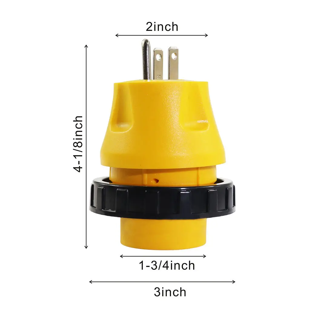 15A Male To 30A Female RV Locking Adapter RV Locking Power Cord 125V Camping Generator Cable Adapter Electrical Converter Plug