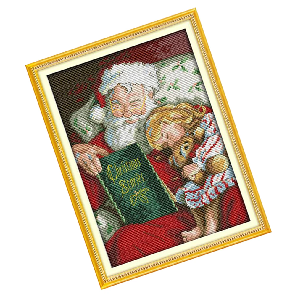 11CT Counted Cross Stitch Kits Cross-Stitch Pattern Christmas Santa Claus with
