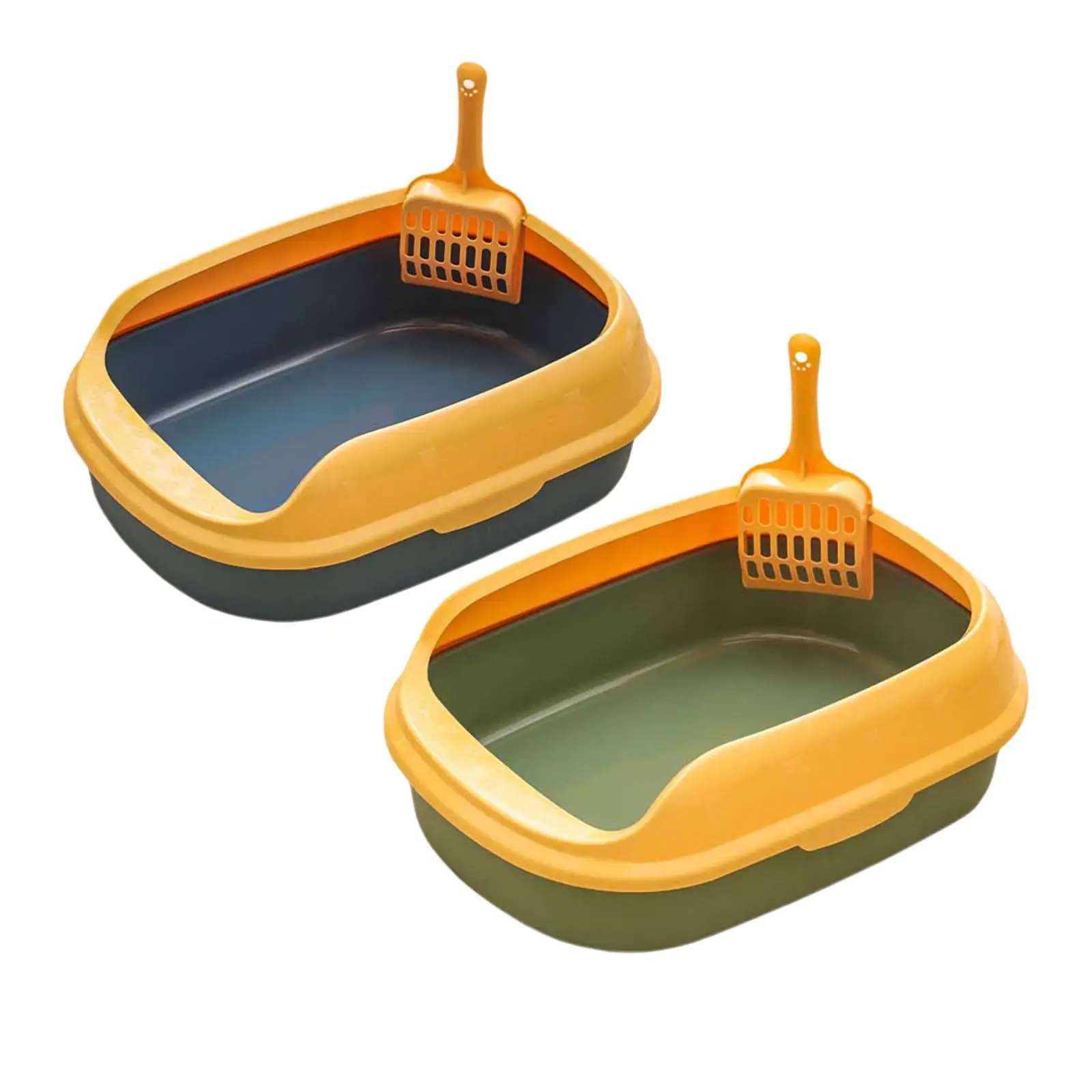 Durable Cat Litter Box Plastic Litter Tray Kitten Litter Pan Anti-Splash Easy Clean Toilet Shovel Container Bedpan Accessories