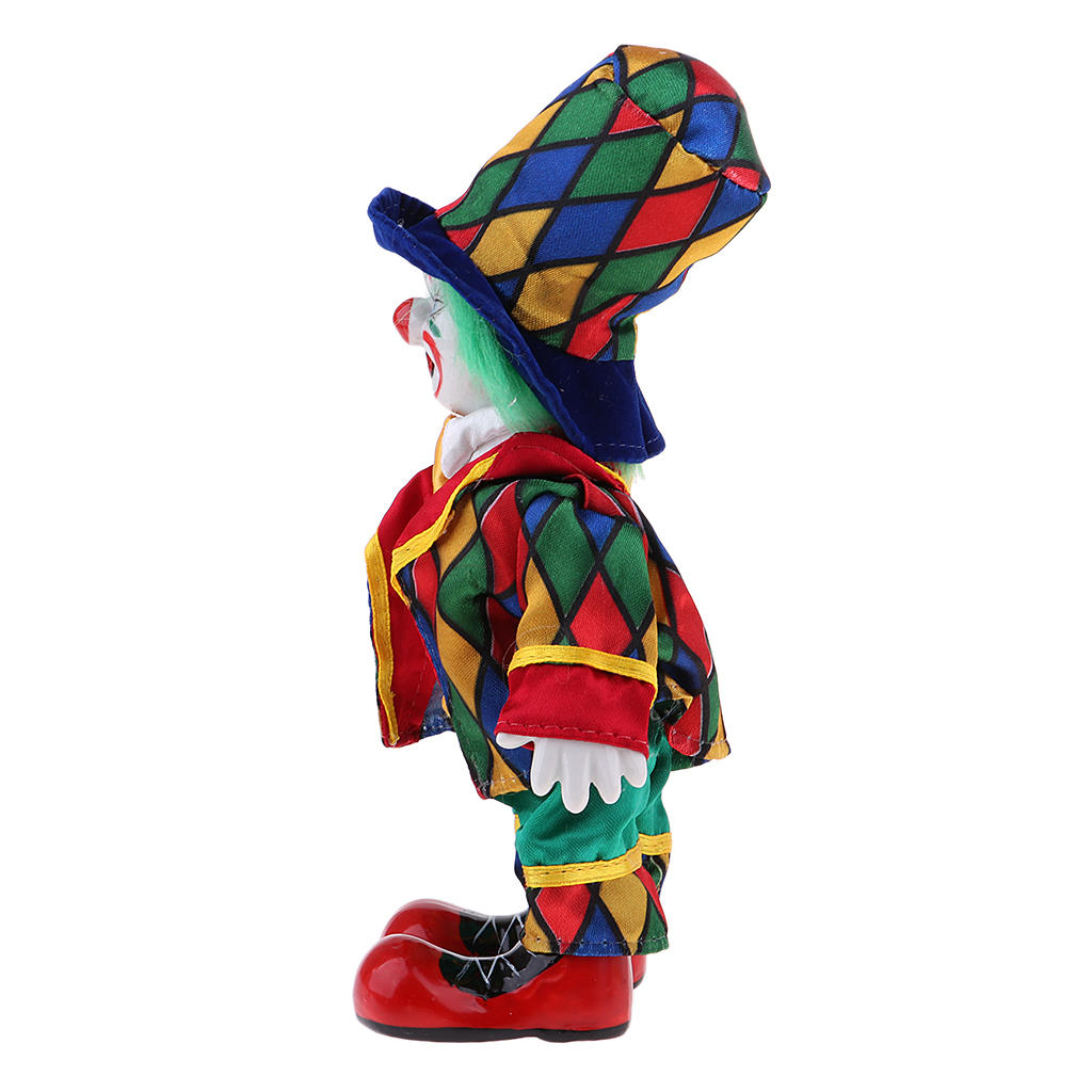 18cm/ 7.09 inch porcelain clown dolls Interesting Harlequin Smiling Clown Doll Standing Porcelain Doll Home Decor