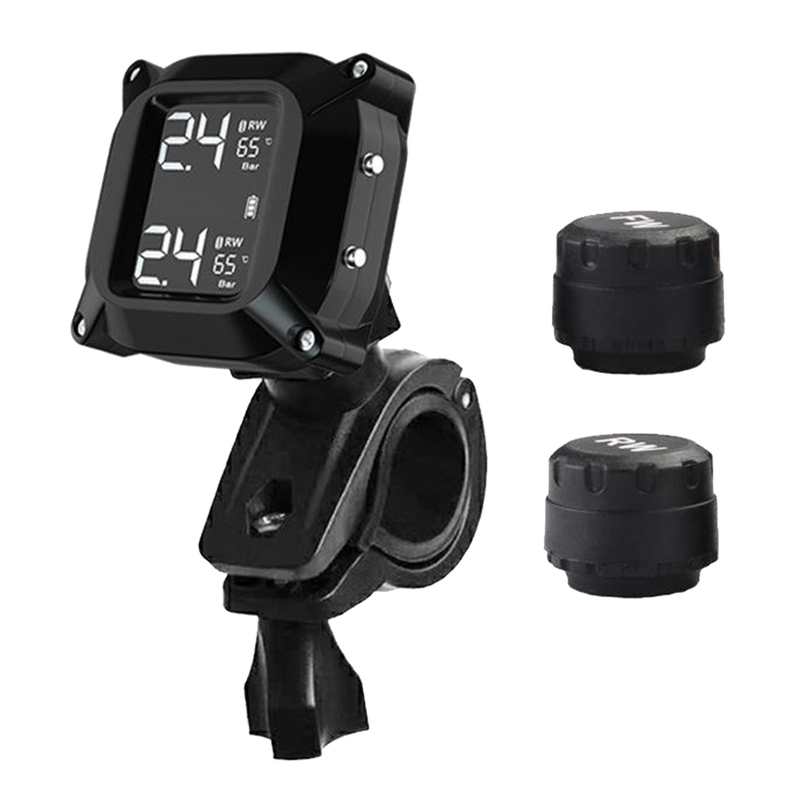 Tire Pressure Monitoring System Large LCD with 2 Tmps Sensor Waterproof Tire Position Exchange for Motorcycle RV Trailer