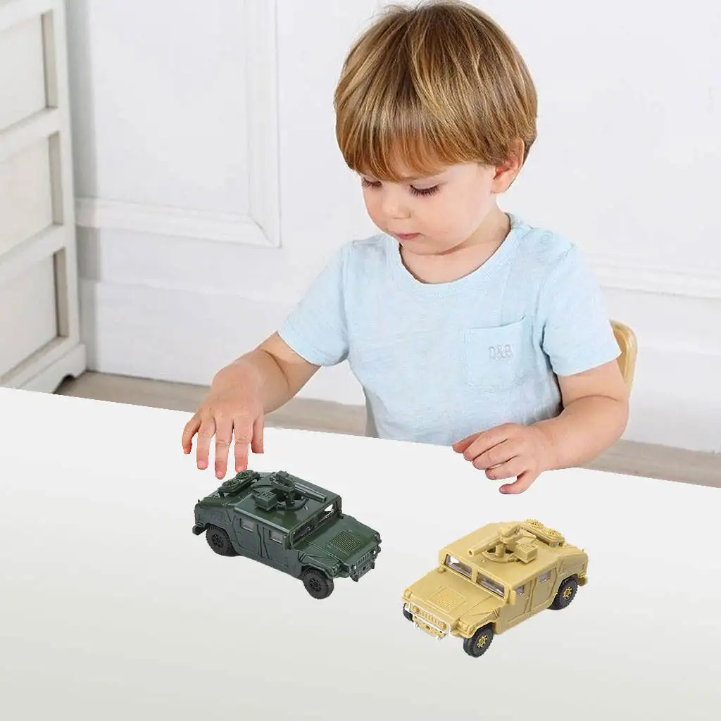 Set of 2 1:72 Assemble American Humvee Kits Micro Landscape Ornaments for Kids Gifts