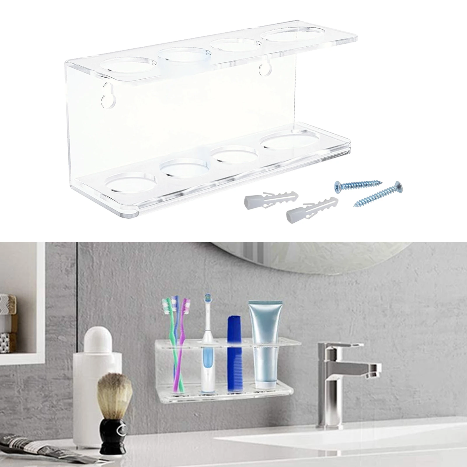 4 Slot Bathroom Toothbrush Holder Multi-Functional Modern Toothpaste Rack Electric Toothbrush Bracket Home Accessories