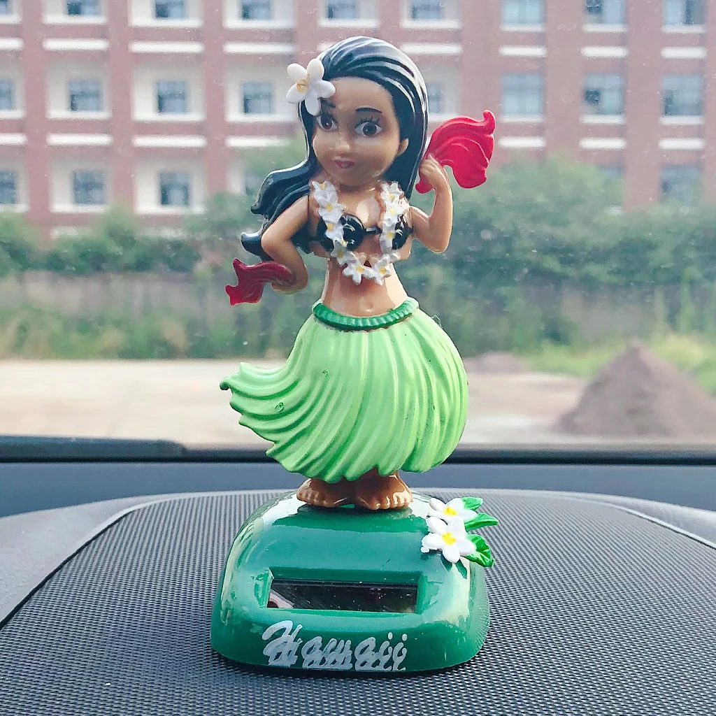 Solar Power Dancing Hawaii Girl Ornament Car Dashboard Toy Home Office Decor Figurines Model Statue Pink Dancer Girl