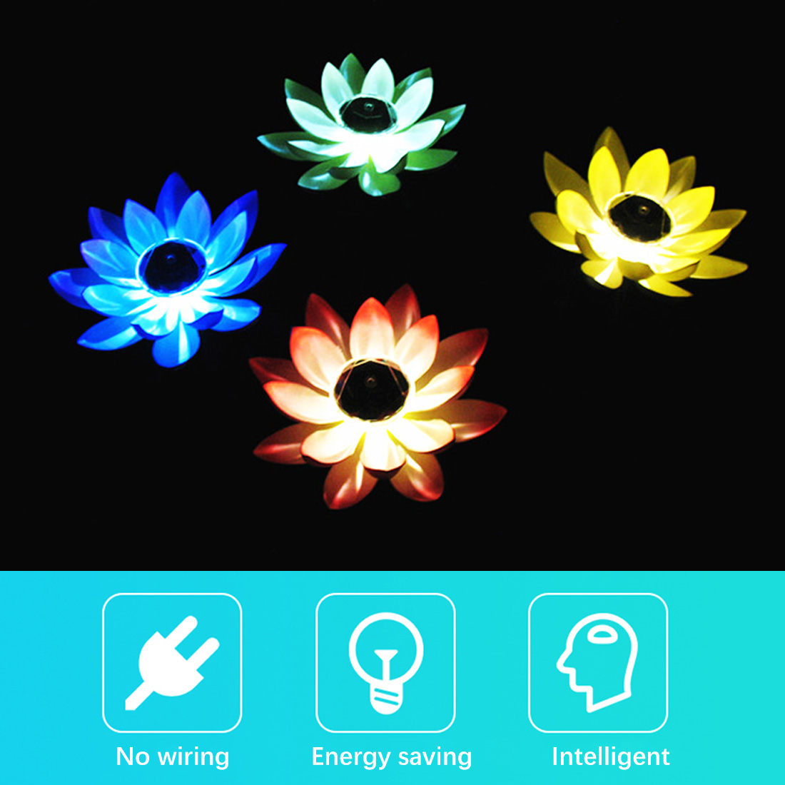 Flor de Lótus Decorativa sem Bateria Forma Lagoa Lanterna Flutuante Led Festival Outdoorwaterproof Jardim Lâmpada Iluminação Luz 6 Flor de lótus forma lagoa lanterna luz
