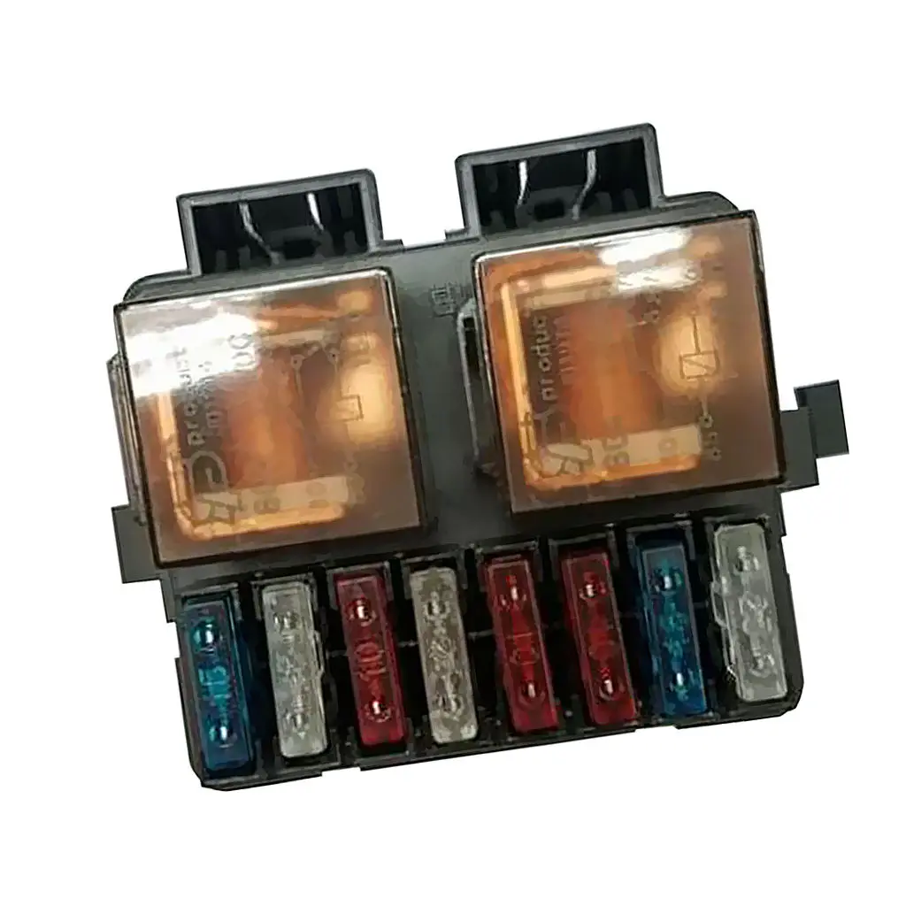 Universal Car Boat Truck Audio 12V 2-Way Relay Fuse Box Holder with 8 Fuses Sturdy and robust construction