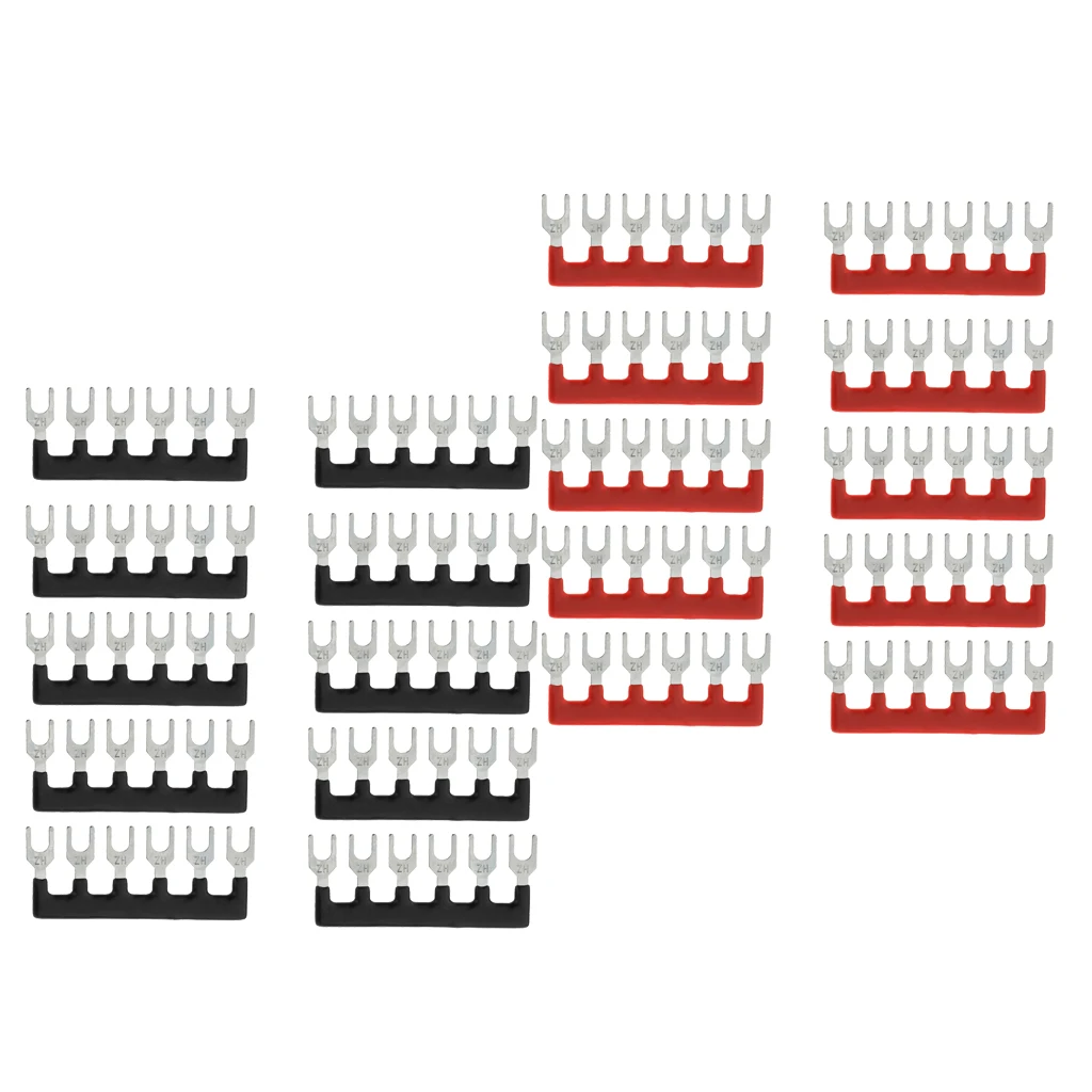 10x Fork Type Pre Insulated Terminal Block Barrier Jumper Strip 6 Positions, Easy to Install