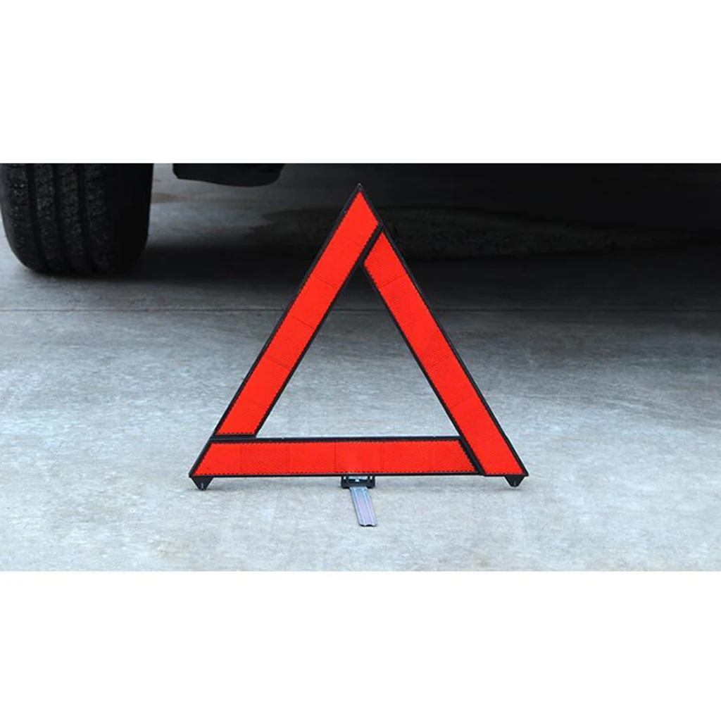 Car Warning Triangle Red Reflective Safety Hazard Tripod Stop Sign Reflector