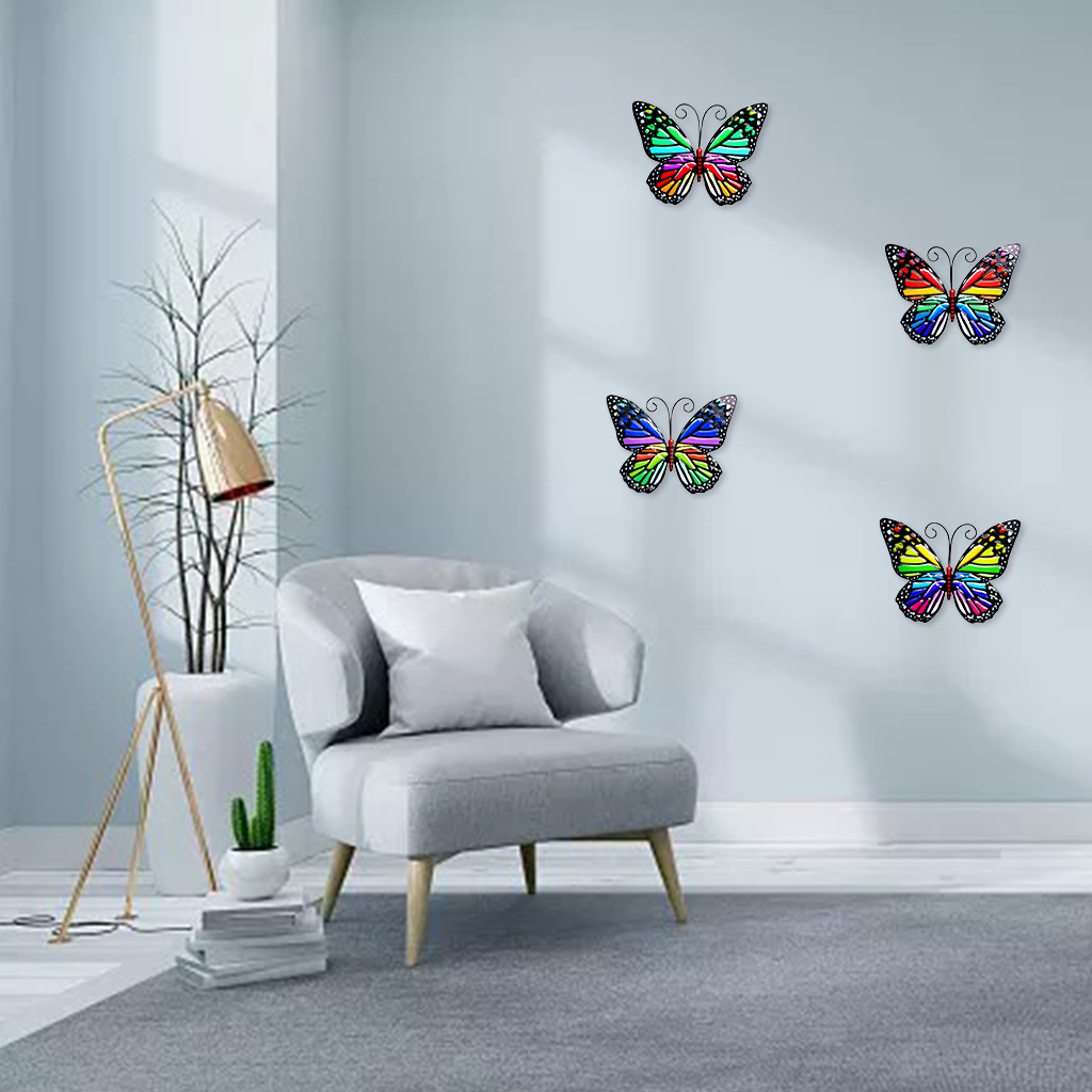 4x Butterfly Garden Wall Decor Yard Patio Fence Sculpture Hanging Decoration