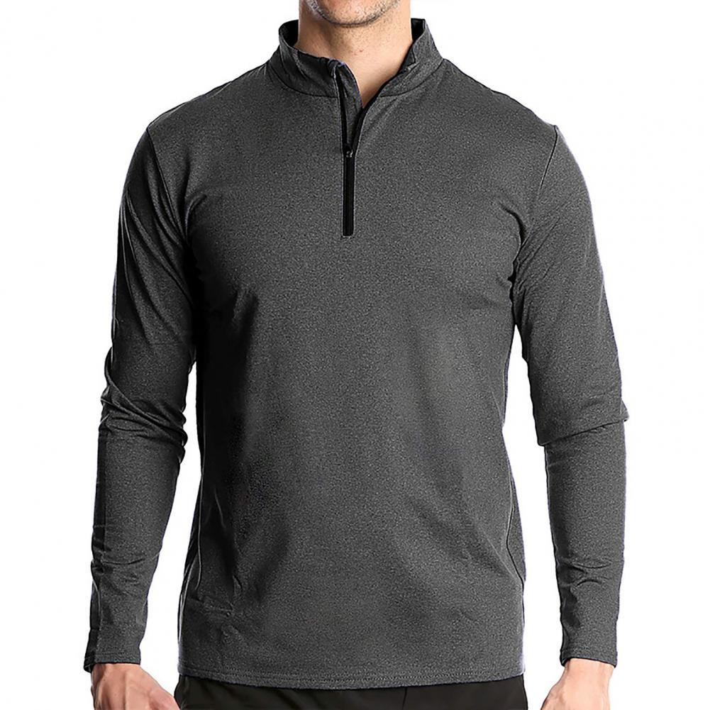 Men Shirt Autumn Top 2021 Solid Color Stand Collar Sports Quick ...