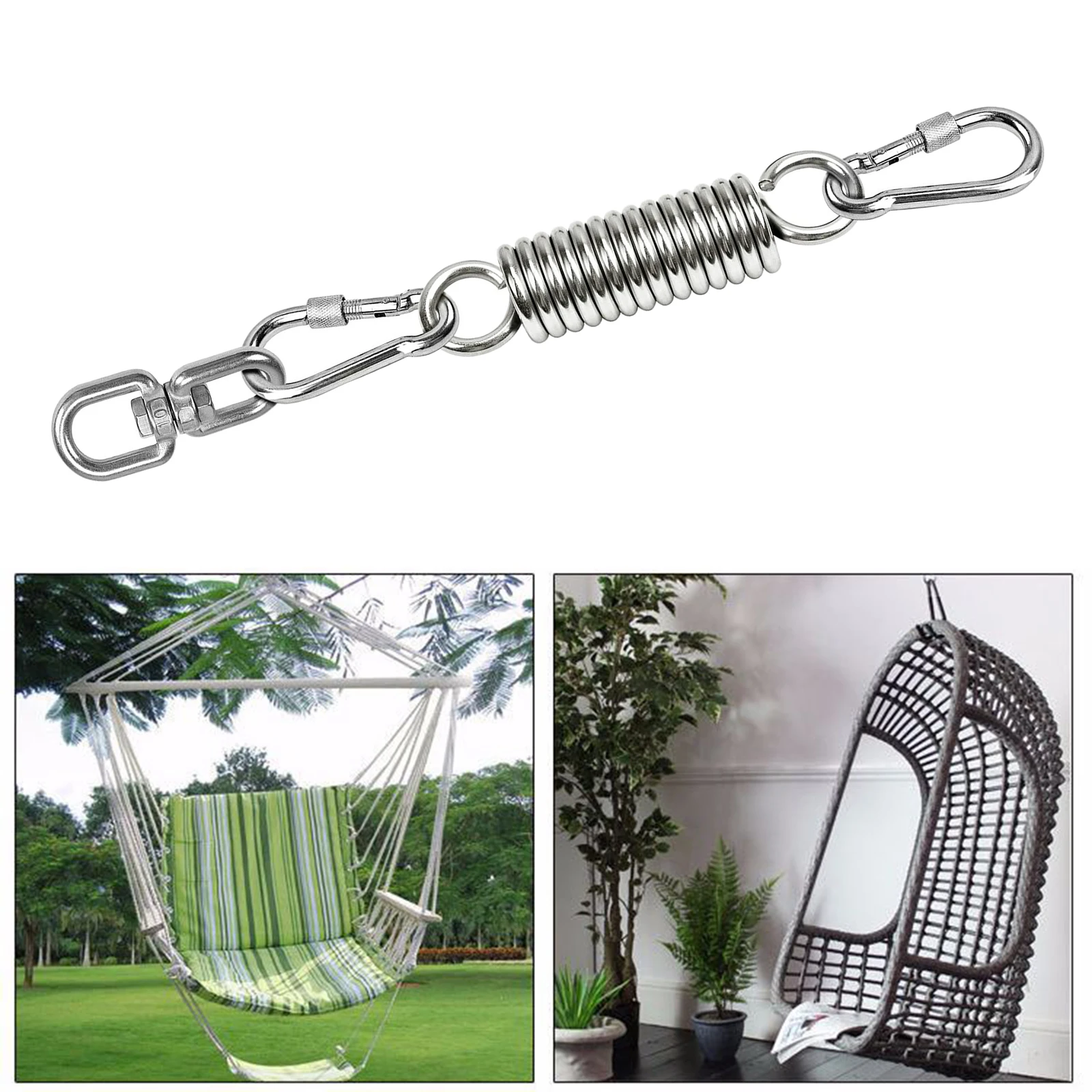 Porch Suspension Hammock Chair Spring with 2 Carabiner Hooks 500 LB Capacity