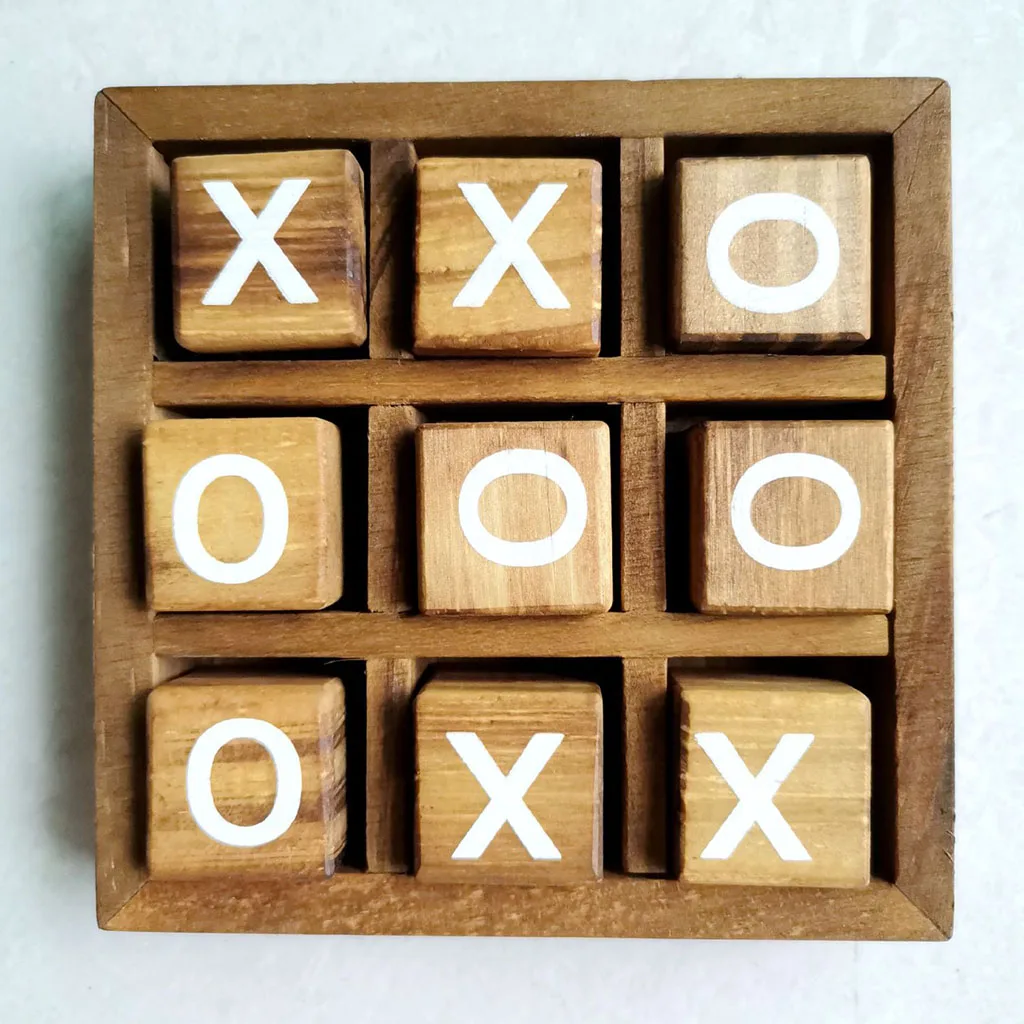 Wooden Board Games Tic Tac Toe XO Fun Family Games to Play in Box Strategy Board