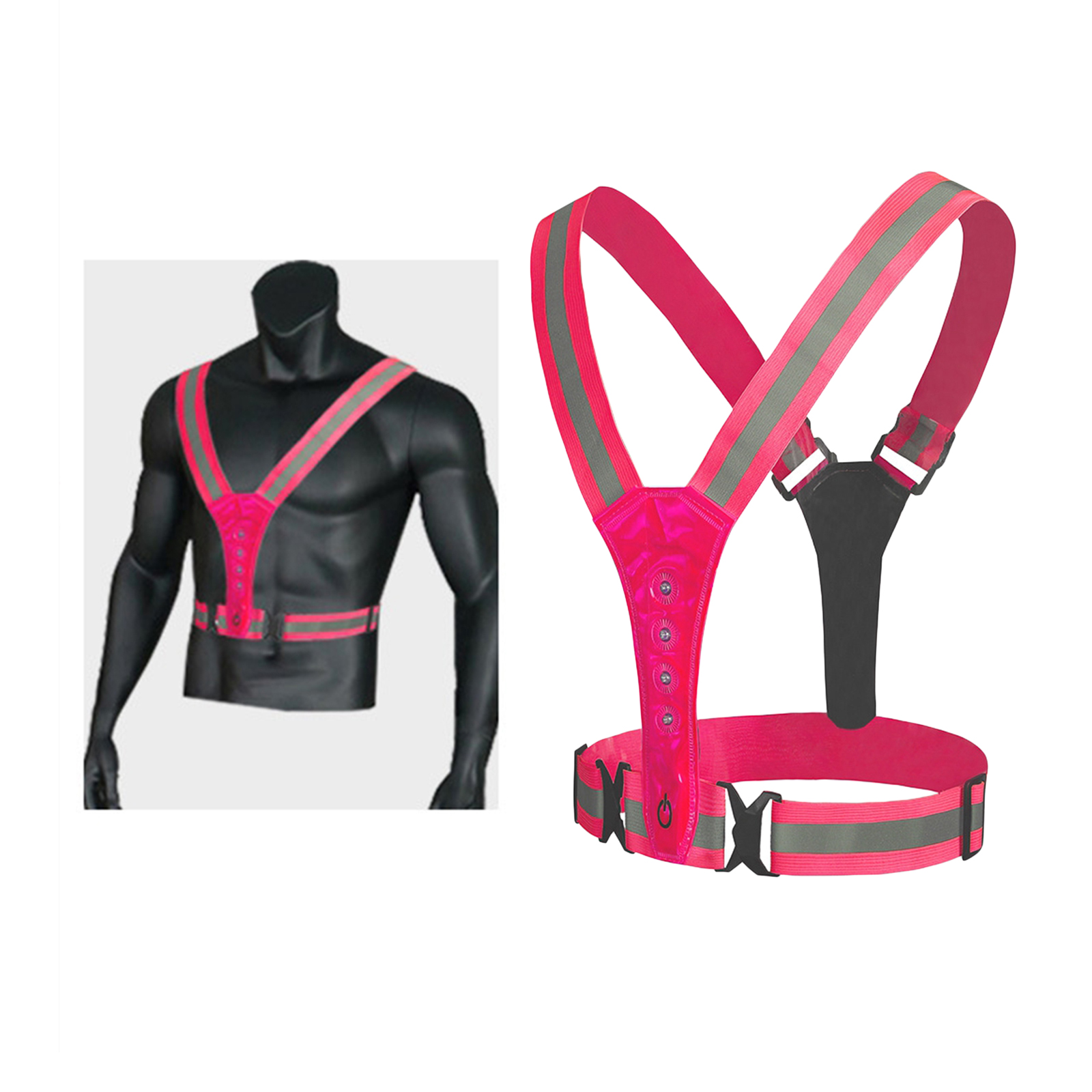 LED Reflective Running Vest, High Visibility Warning Lights for Runners,