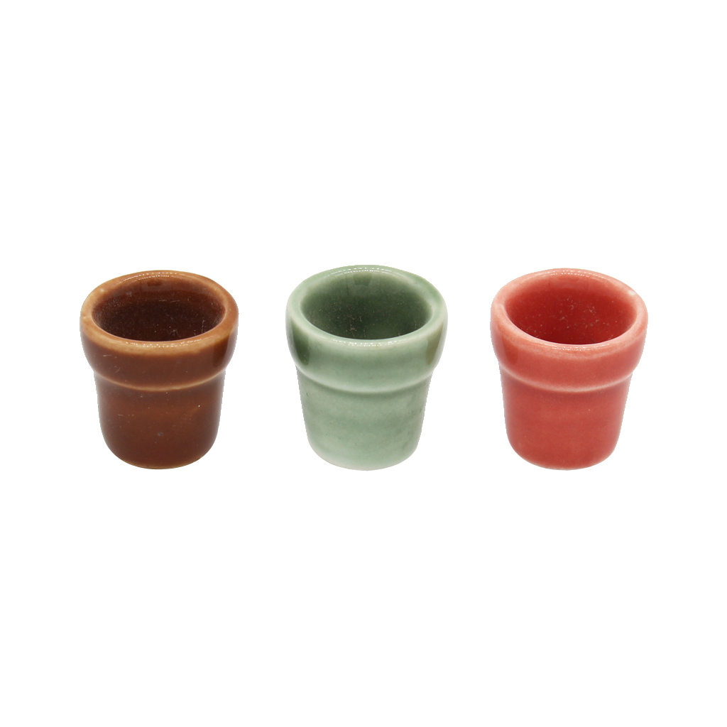 Mini Ceramic Flowerpots Models For 1/12 Dollhouse Garden Accessories 3 Piece