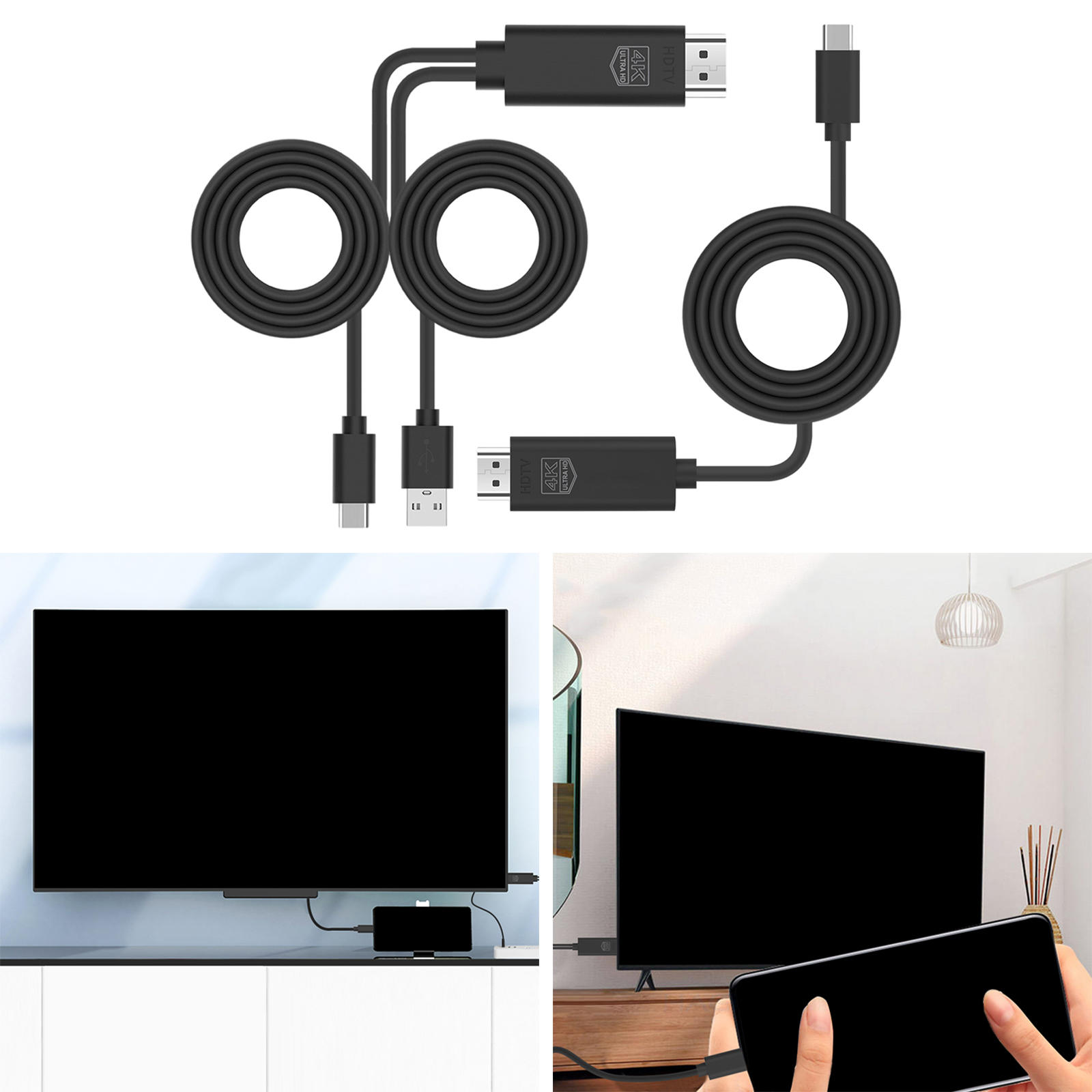 USB 3.1 Type C to Adapter Cable 4K Converter for TV AV HDTV Smartphones Projector