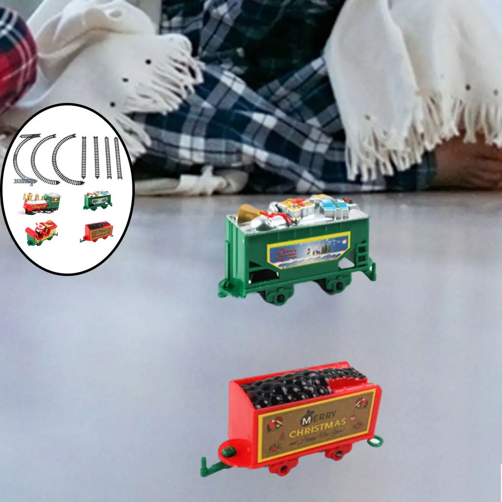 11 PCS Electric Xmas Train Tracks Set with Santa Carriage Kid Toy Gift Decor