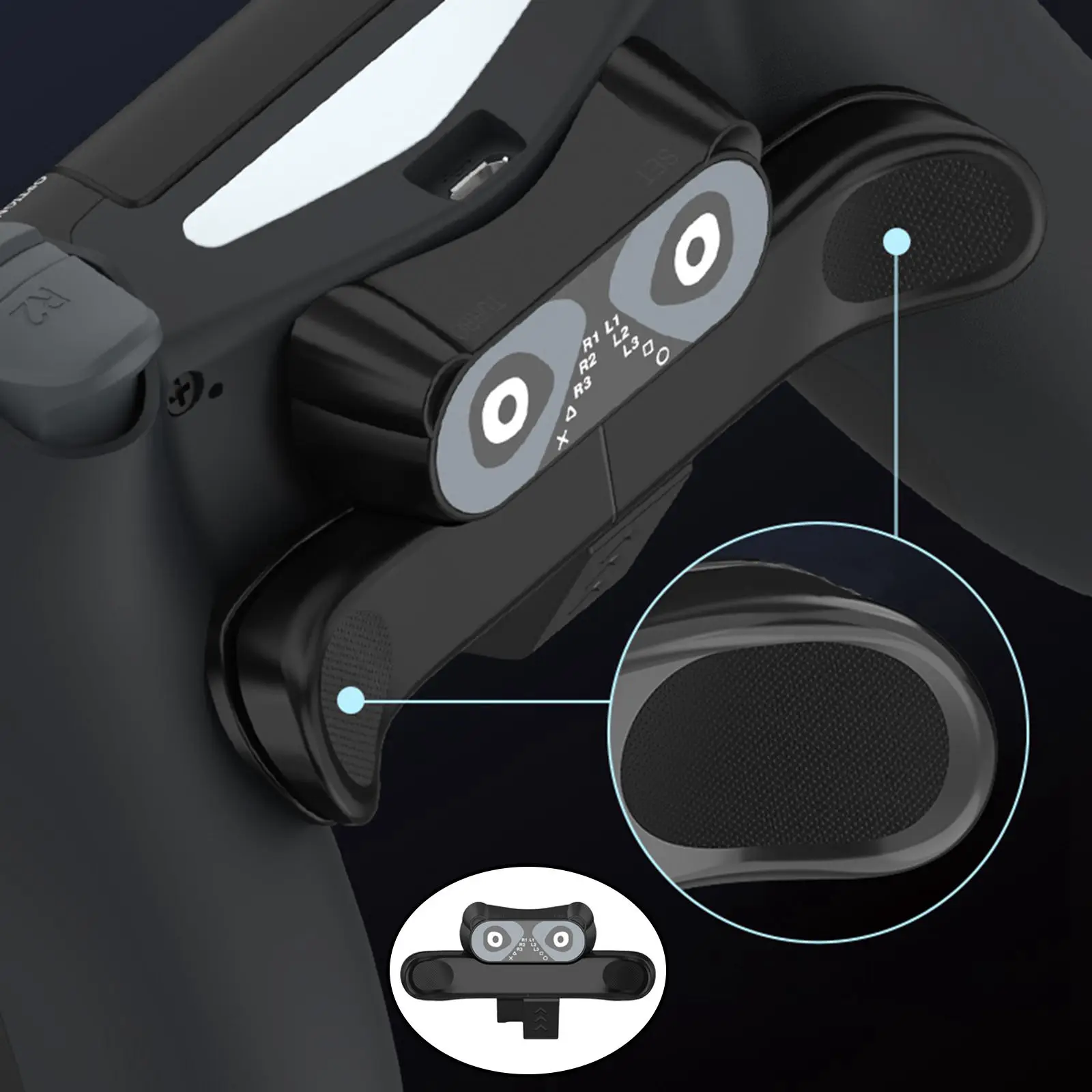 Remapleable Back Button Triggers Cute Turbo Function Gaming Attchment for PS4 Controller LED Light Paddles Parts Kits