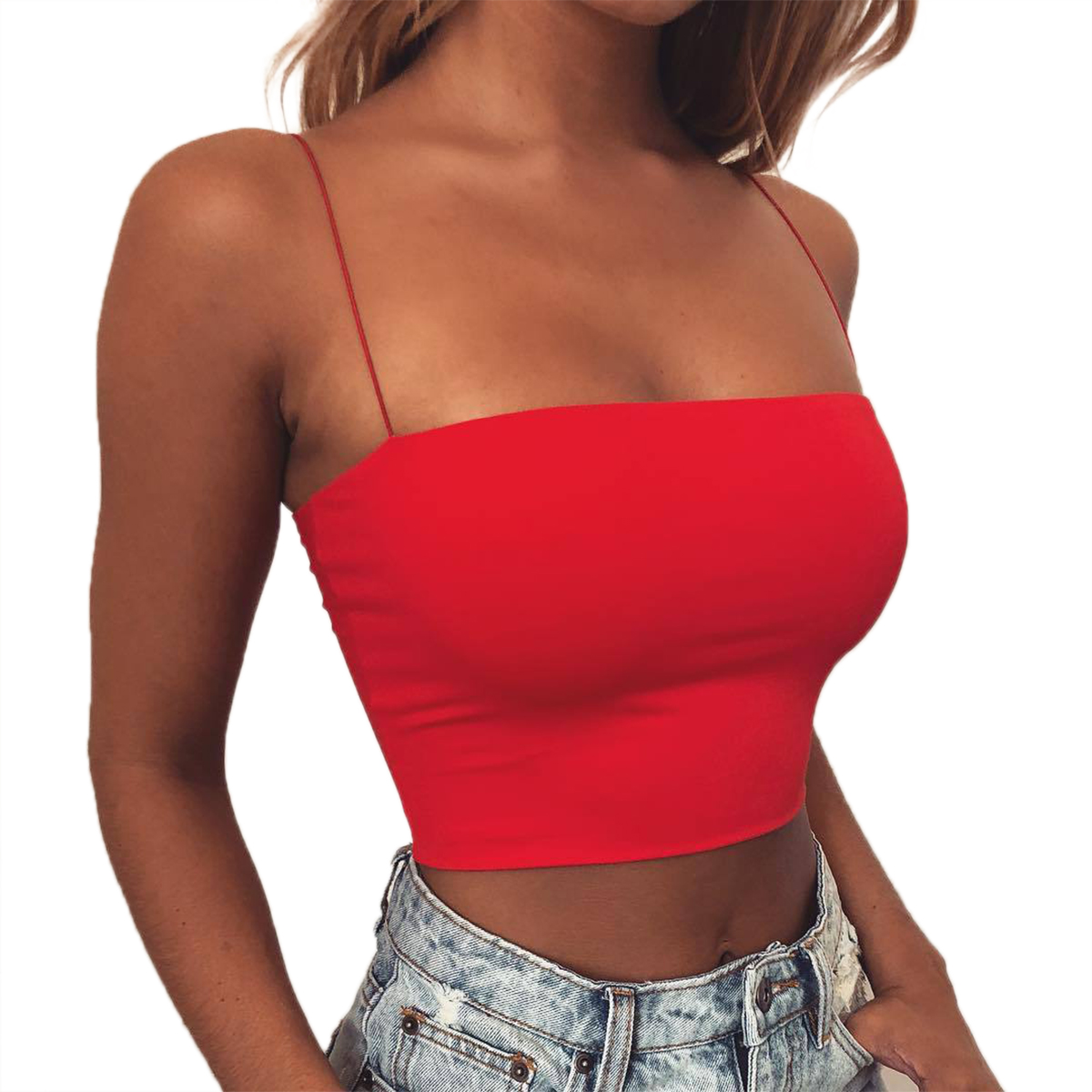 Women Sexy Spaghetti Strap Crop Top 