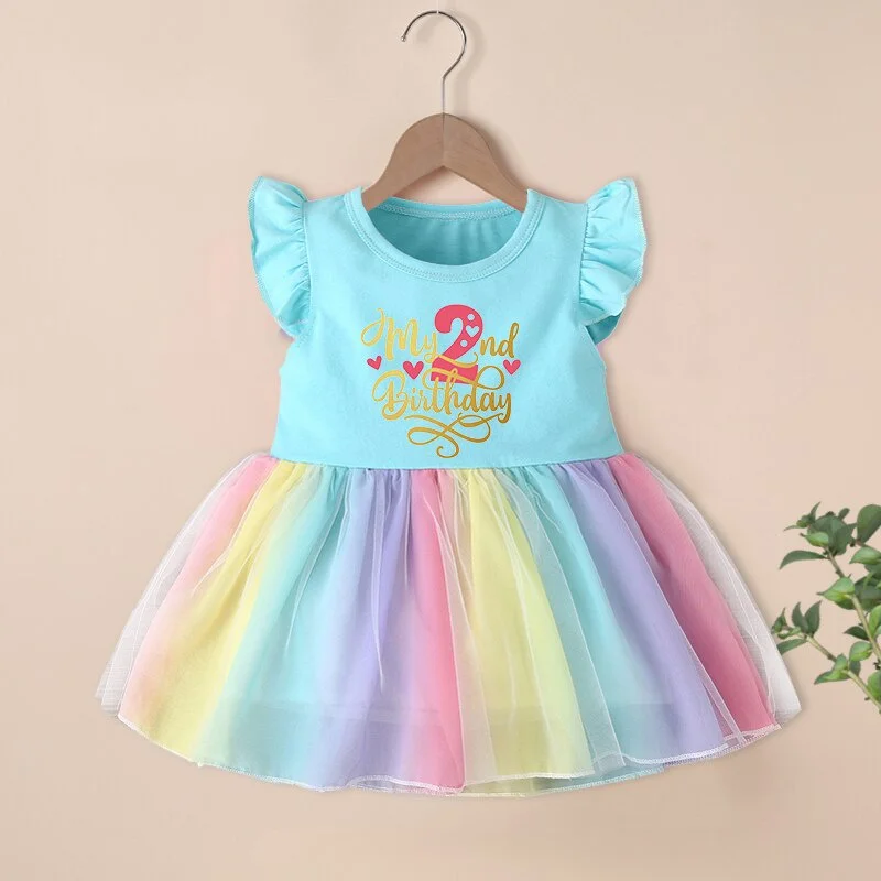 bebês, vestido arco-íris de aniversário, infantes, infantes,