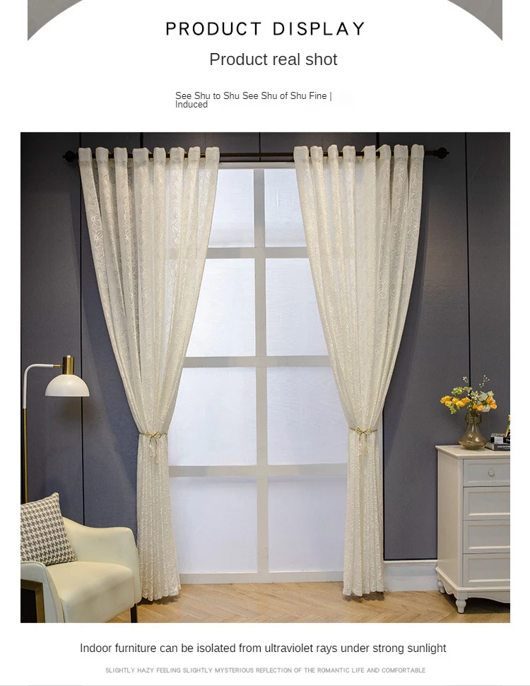 European Luxury WhiteTulle Curtains for Living Room Blackout Embroidered Lace Bedroom Jacquard Sheer Dining Room Custom Wedding
