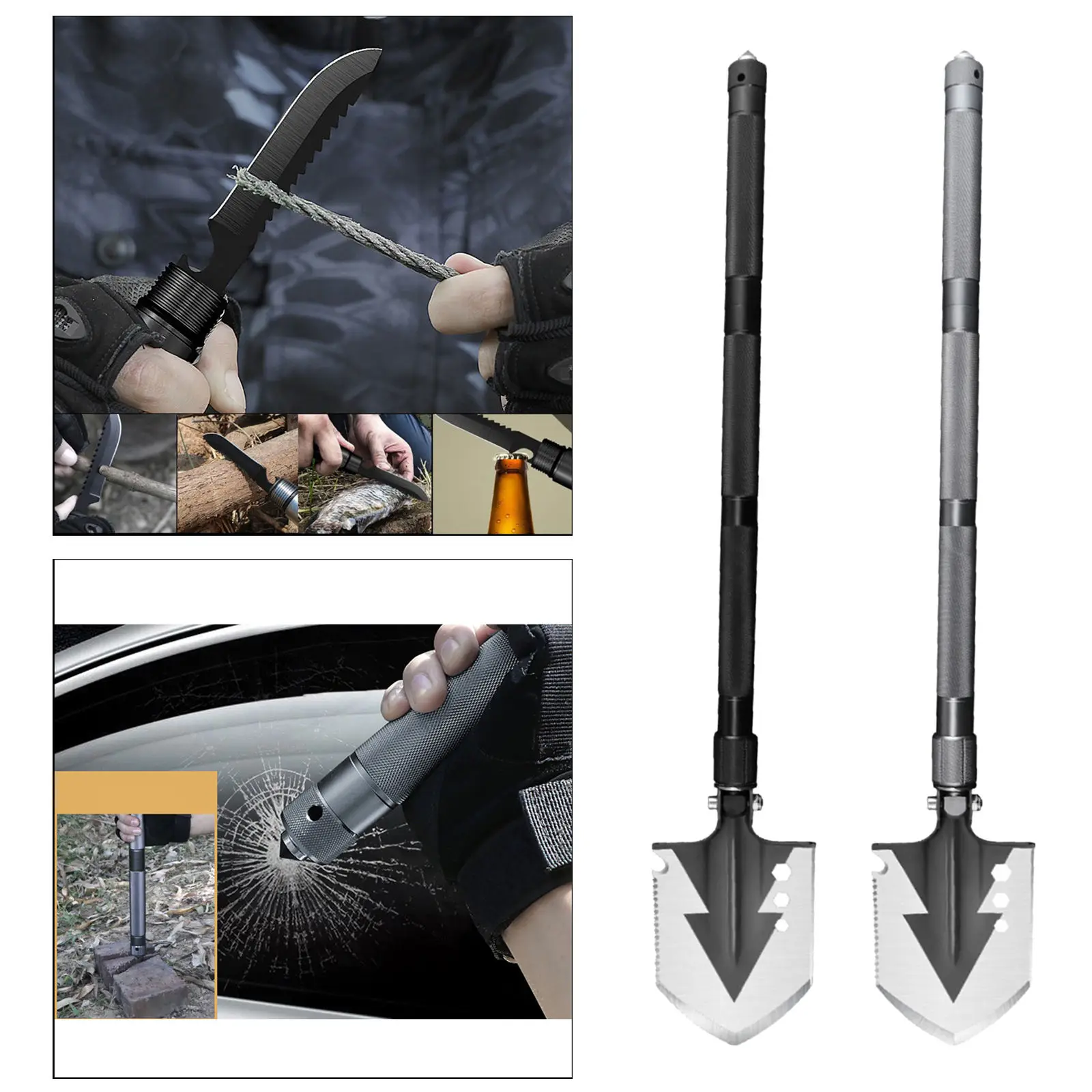 Military Folding Shovel - Tactical Multitool Spade Kit for Camping, Hiking, Backpacking, Fishing, Trench Entrenching Tools