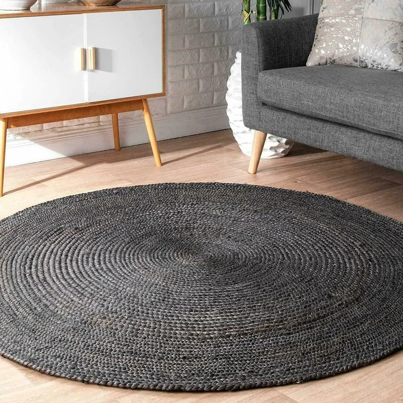 Rug 100% Natural Jute Bohemian Reversible Round Area Carpet home decor rag rugs 