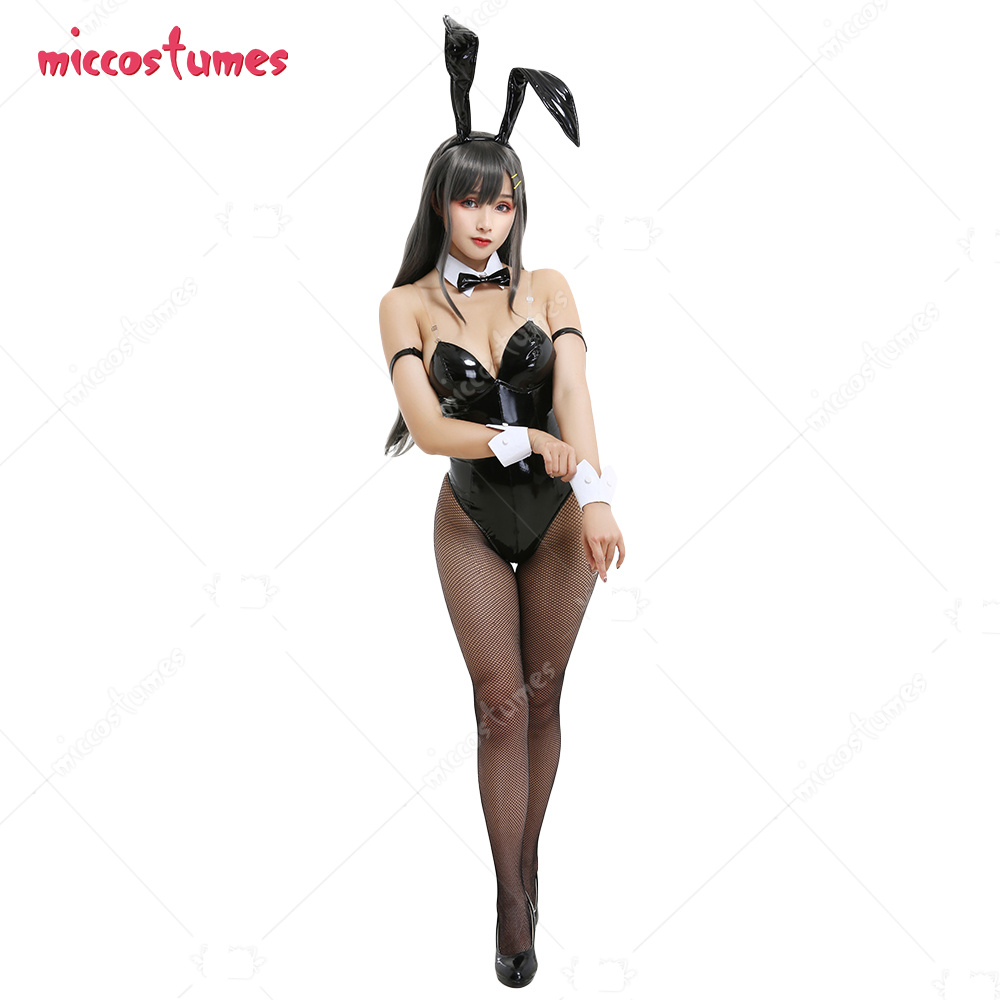 Häschen PU Cosplay Kostüm Damen Senpai Schwarzer Jumpsuit Bodysuit Halloween Outfit 13 Häschen PU Cosplay Kostüm Damen Senpai Schwarzer Jumpsuit Bodysuit Halloween Outfit 4