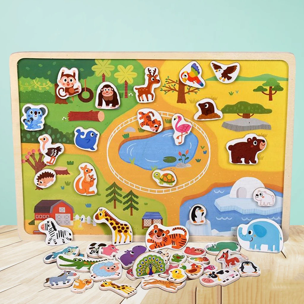 Wooden Montessori Educational Puzzle Toys Animal Jigsaw Puzzles for Preschool Children