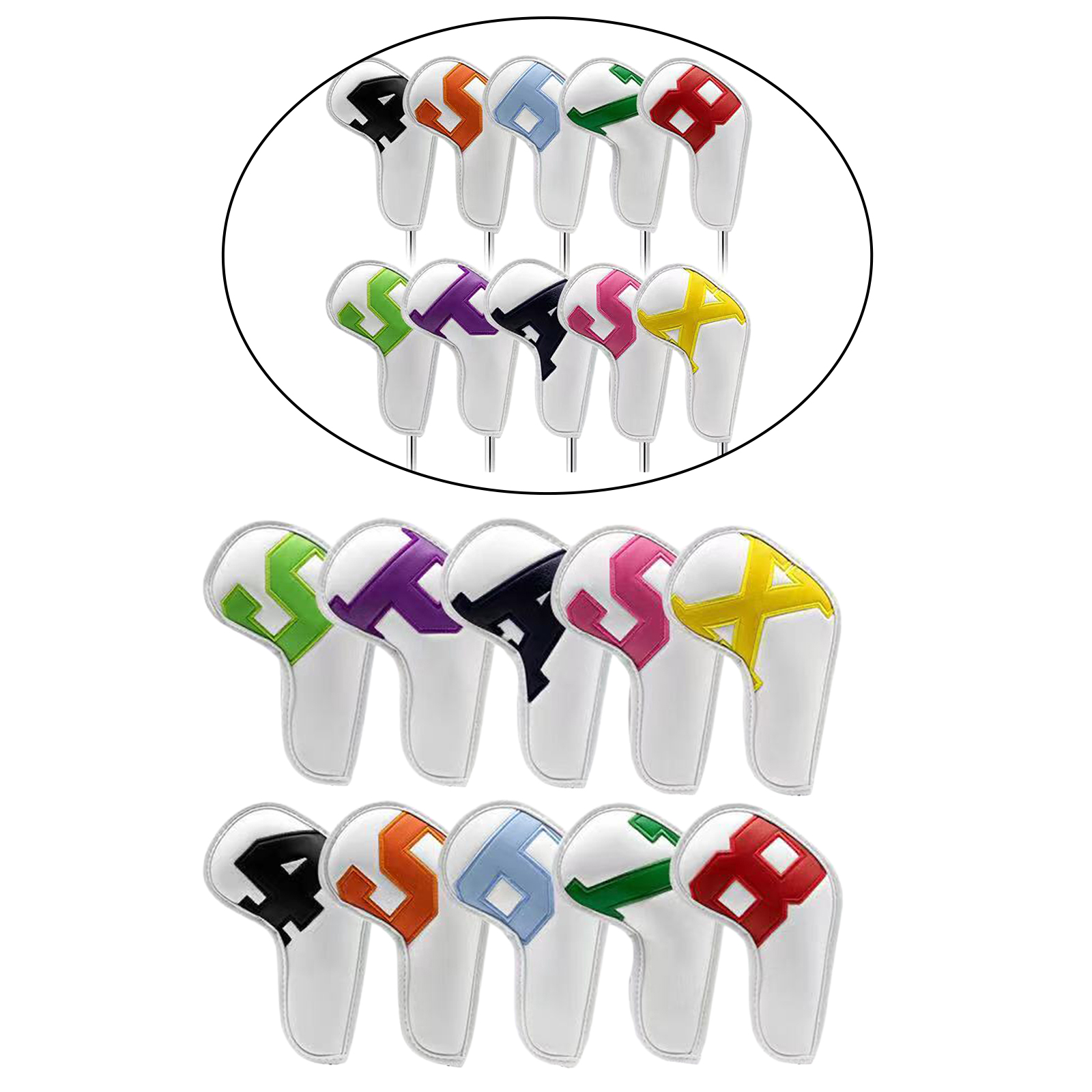 Golf Club Iron Head Covers, 10 Pieces Golf Headcover Set, PU Leather Golf Iron Headcovers Fit All Brands Iron, Father's Day Gift