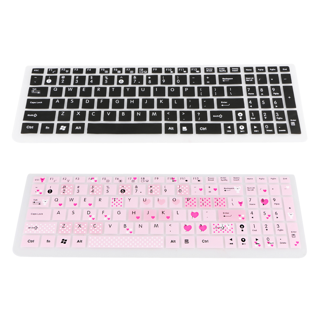 2pcs Folding Keyboard Protector Keypad Skin Dust Dirt Remove Pink & Black