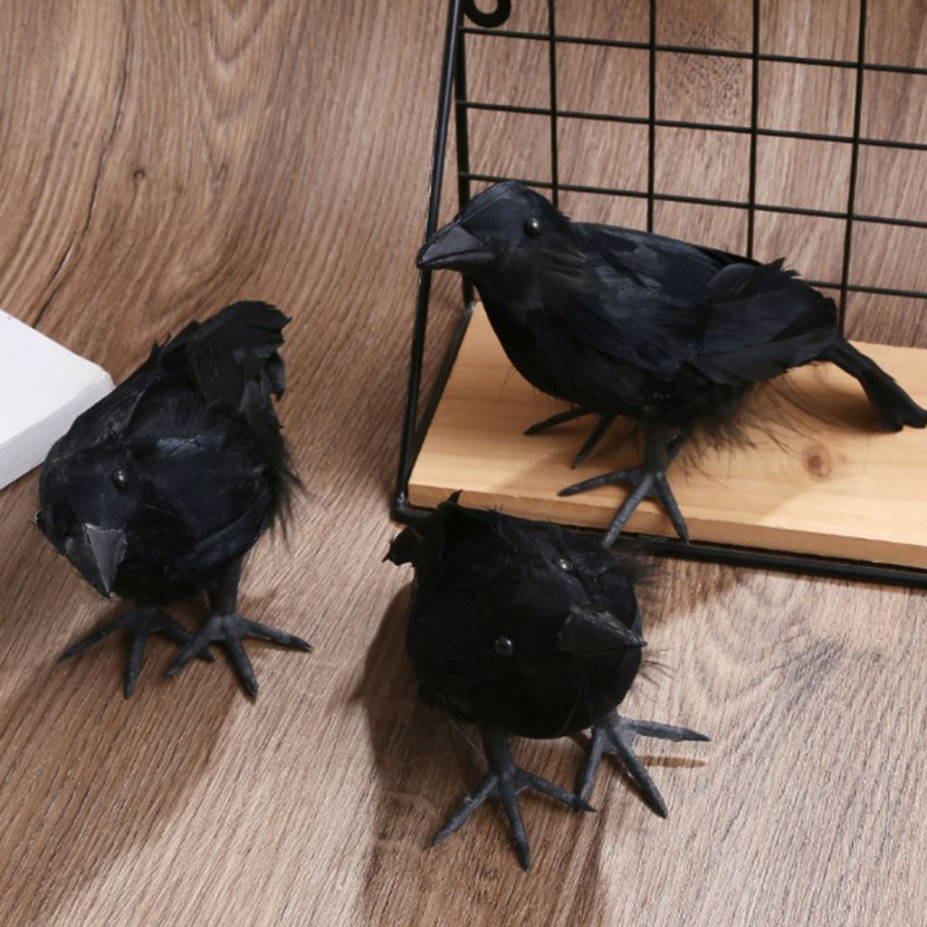 Realistic Black Foam Crow Photo Props Garden Scarecrow Outdoor Pest Control