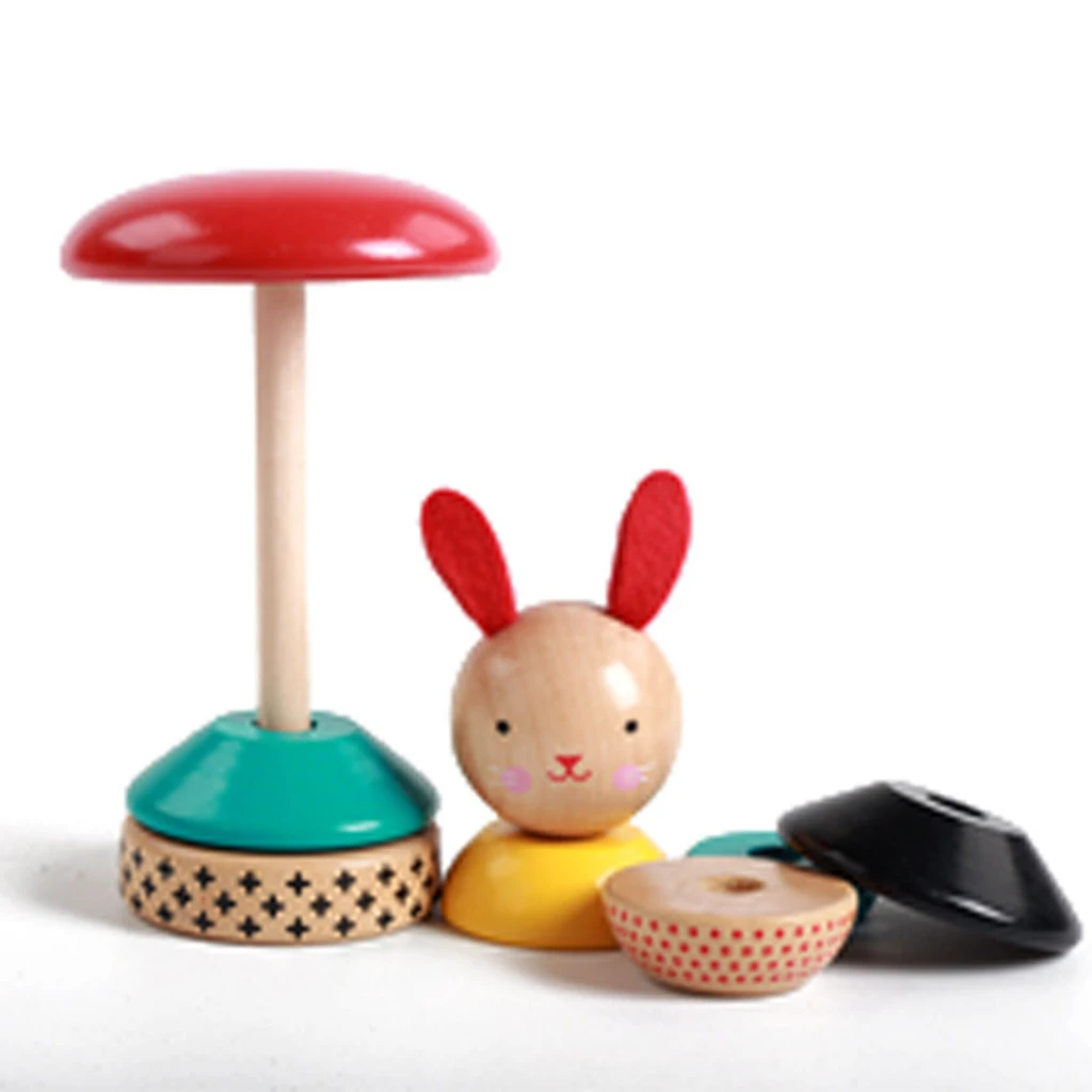 Baby Stacking Rabbit Roly Poly Wooden Toy for Early Developmental Toys