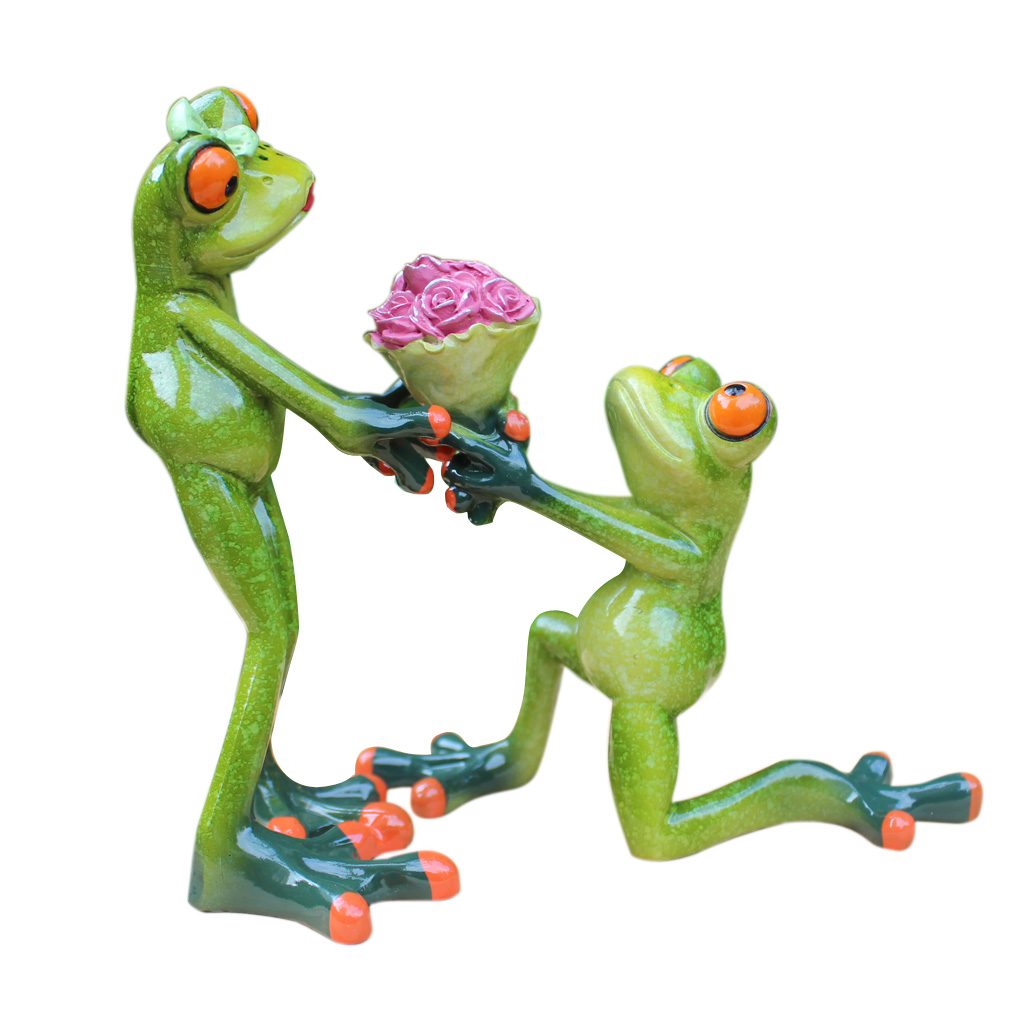 3D Frog Resin Crafts Animal Figurines Miniatures Wedding Decoration Love Car Dashboard Decor Table Top Centerpiece