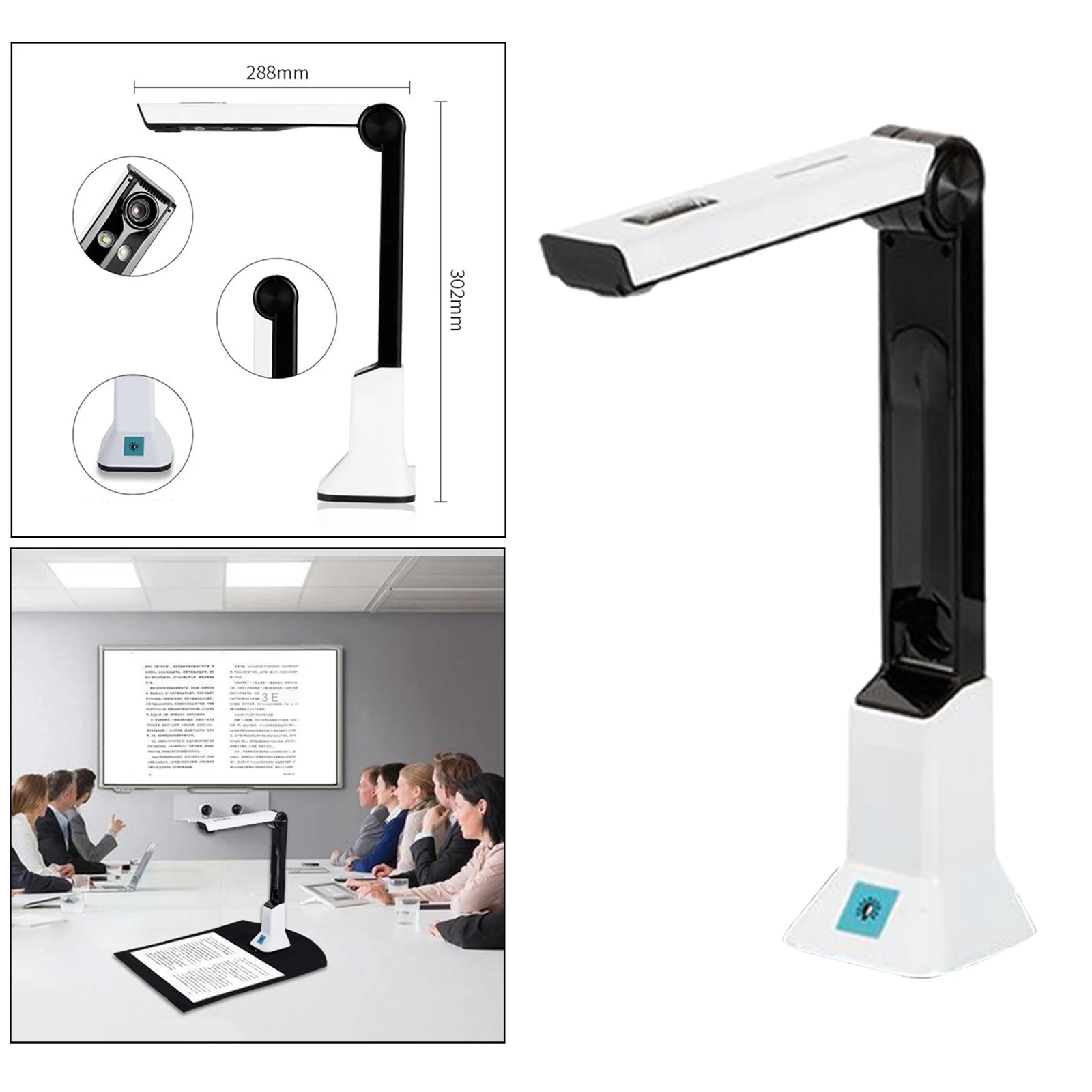 8MP USB Document Camera A4 Format Scanner with OCR for Education Training,Real-time Projection