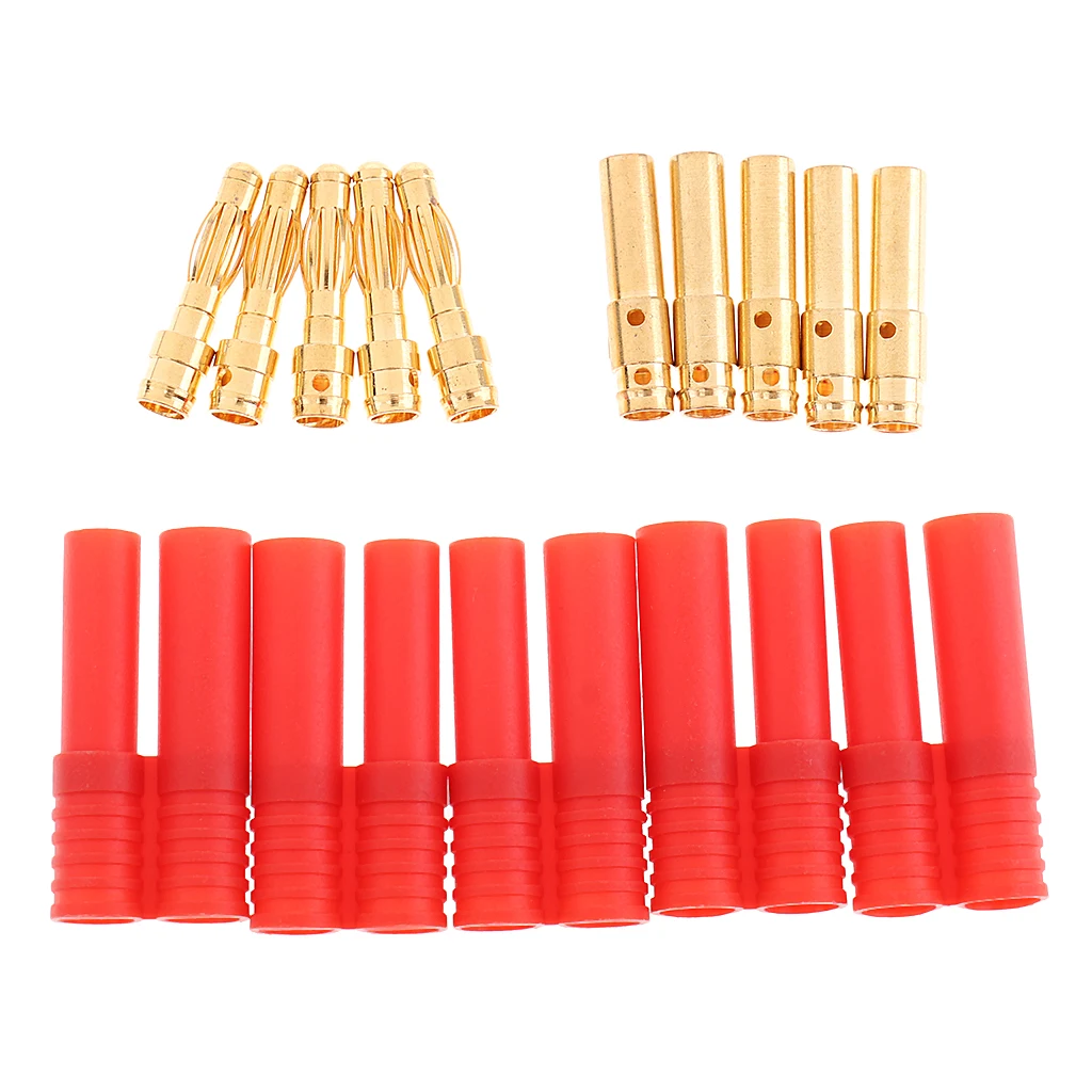 10Pcs HXT 4mm Banana Connector  Plug Male/Female for RC Lipo Battery