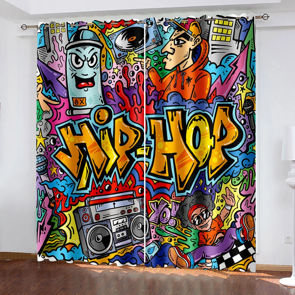 rideaux occultants graffiti colorés pour rideaux de fenêtre décor de chambre coucher