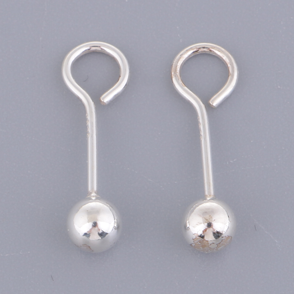 1 Pair Sterling Silver Earwire Ball French Earring Hook Studs Findings Posts