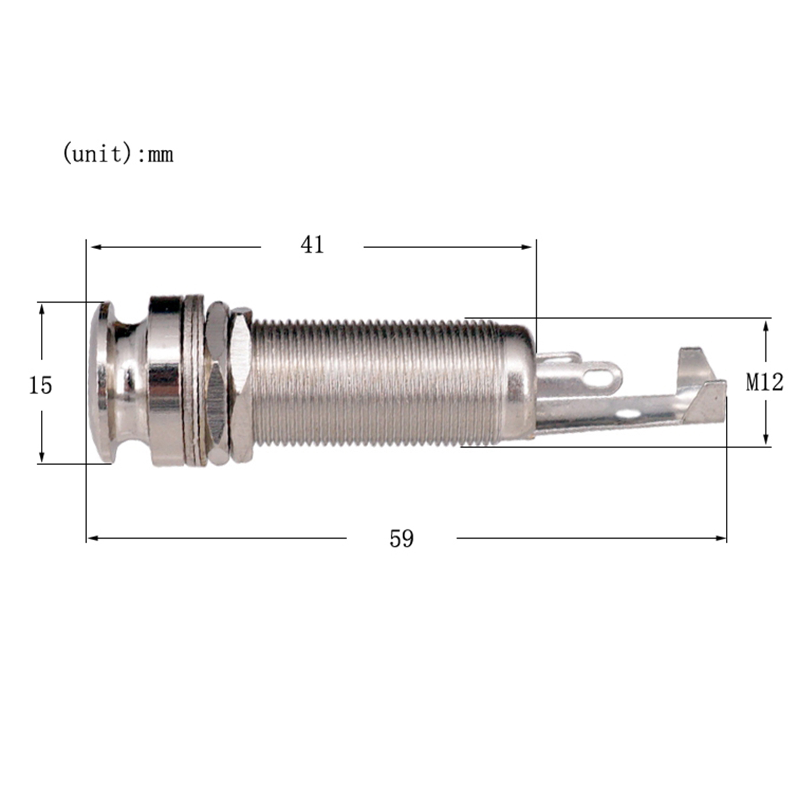 Brass Threaded Cylinder Output Mono Socket Strap End Pin Electric Guitar