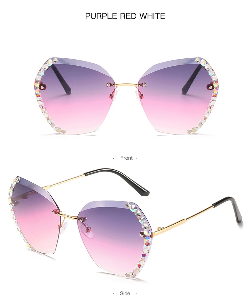 coach sunglasses 2022 Fashion Brand Design Vintage Rimless Rhinestone Sunglasses Women Men Retro Cutting Lens Gradient Sun Glasses Female UV400 ray ban sunglasses women