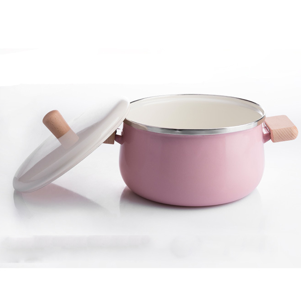 Enamel Milk Pot Milk Pan Saucepan Warmer with Lid Kitchen Stockpot Soup Noodle Baby Food Sauce Porridge Cooking Pan Pots