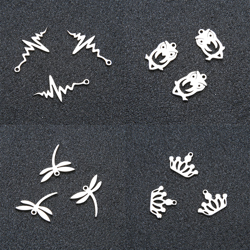 20 Pcs Stainless Steel Simple Charms ECG Heartbeat / Owl / Dragonfly / 