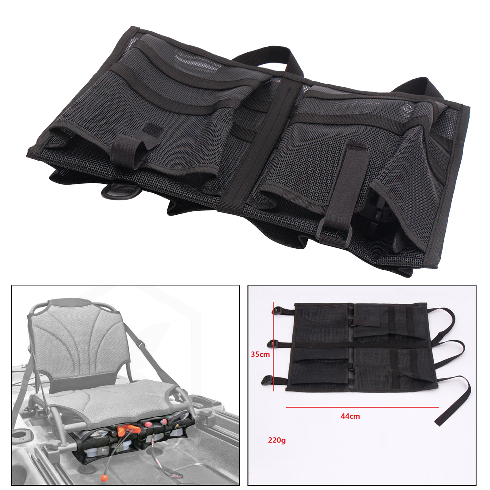 Kayak Canoe Fishing Pockets Mesh Bag Storage Sleeve Marine Boat Accessories