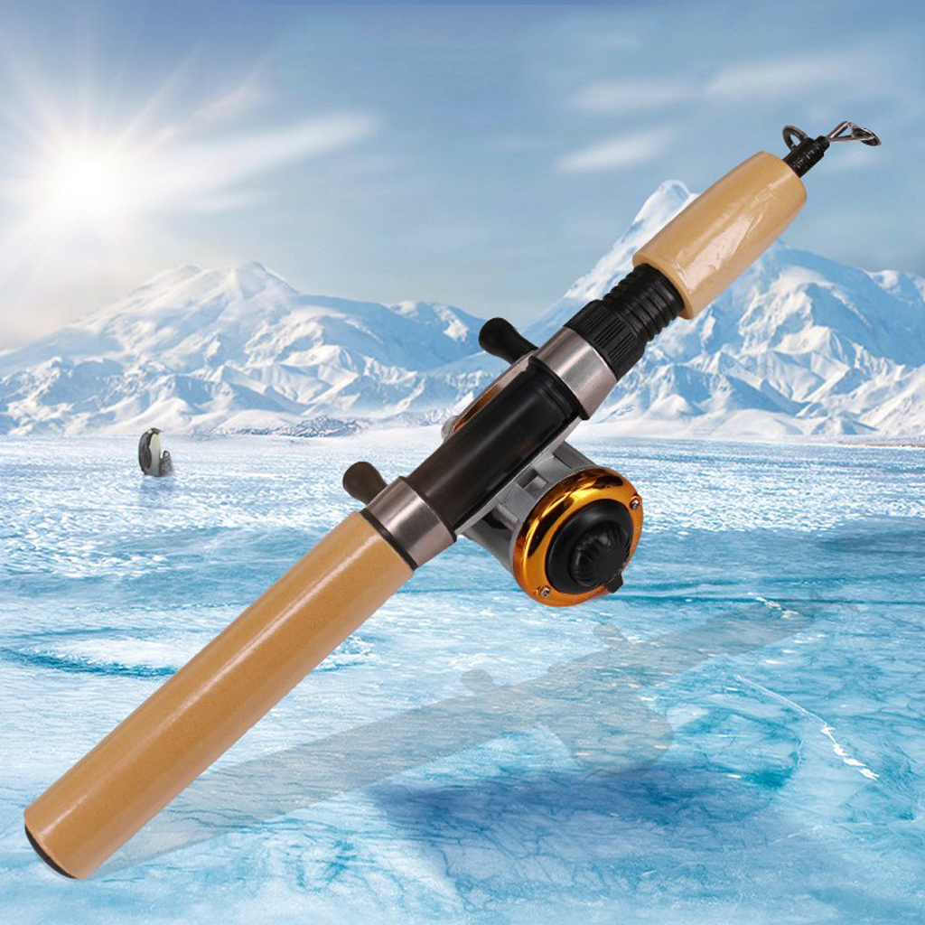 Portable Ice Fishing Rod Pole and Reel Line Combo Travel Fishing Tackle for Lake Reservoir Pond River Stream Sea Fishing