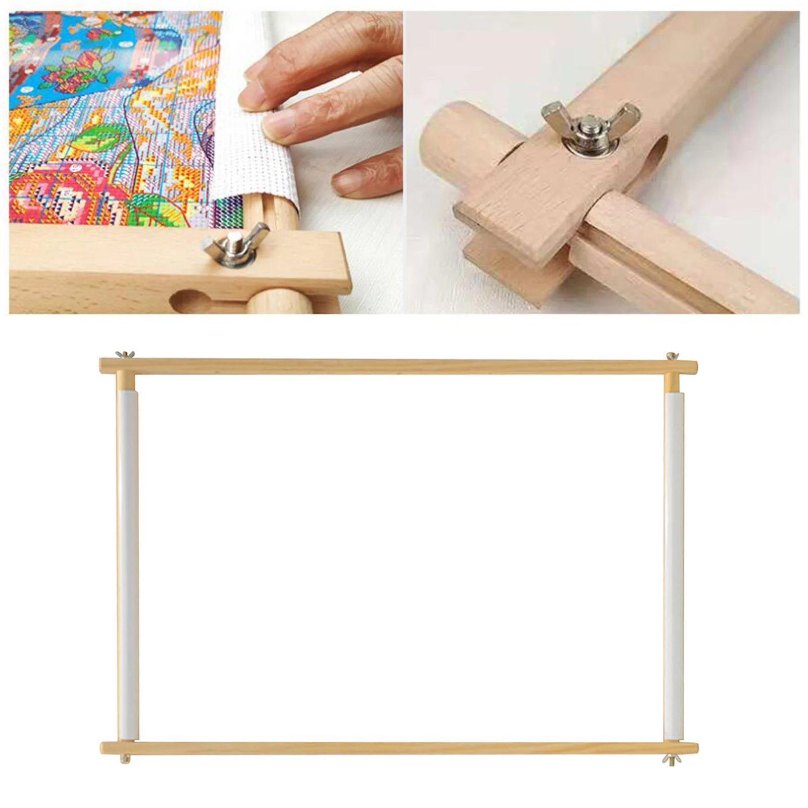 Rectangle Wooden Tapestry Scroll Frame Embroidery Silk-painting Frame Cross Stitch DIY Craft Sewing Quilting Silk-painting Tool